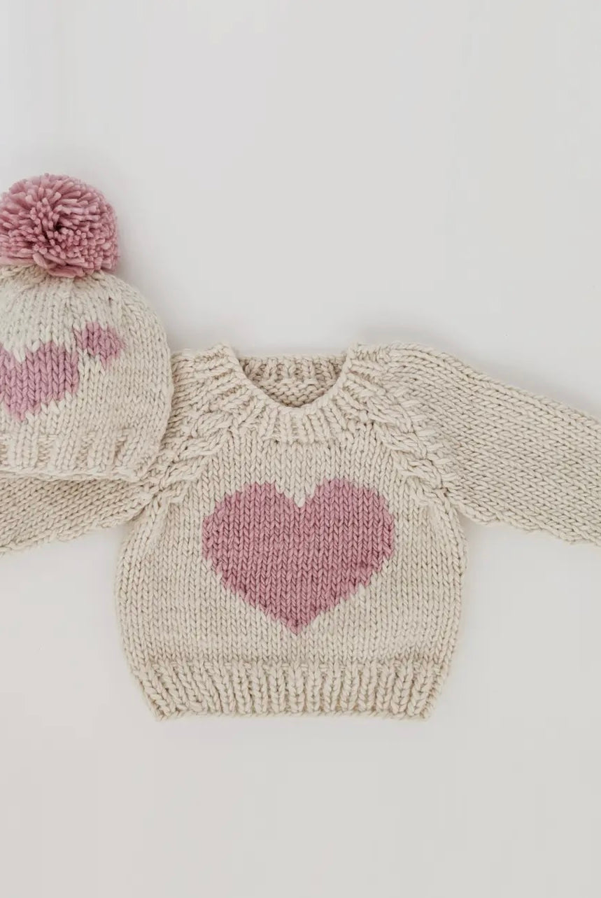 Sweetheart Knit Sweater-Pink Heart