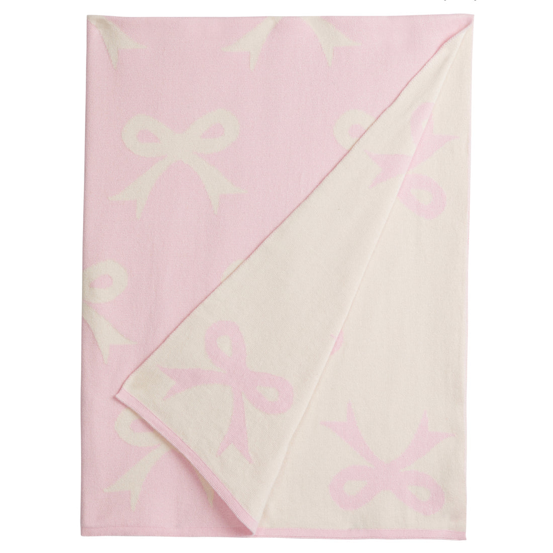 Knit Pink Bow Blanket by Little English