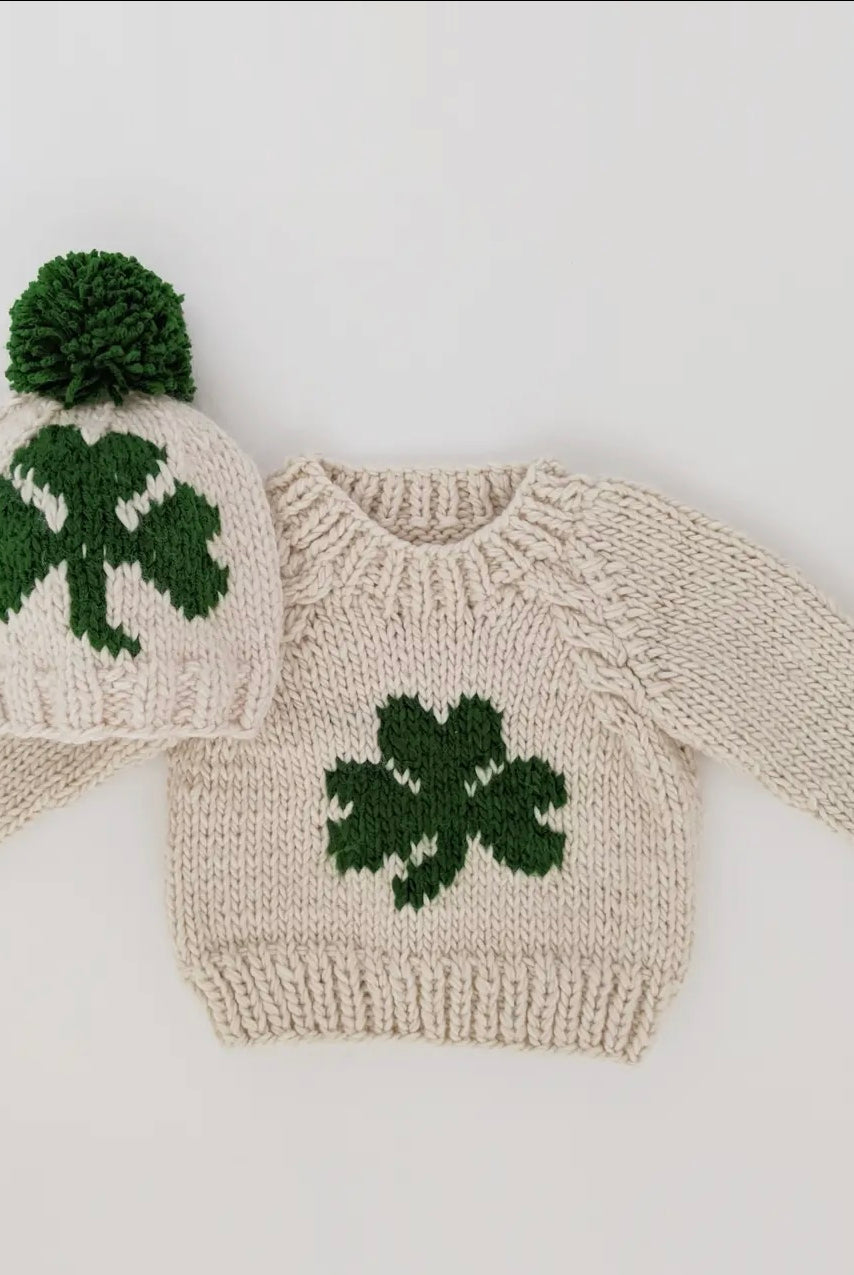 Shamrock Crewneck Sweater and hat