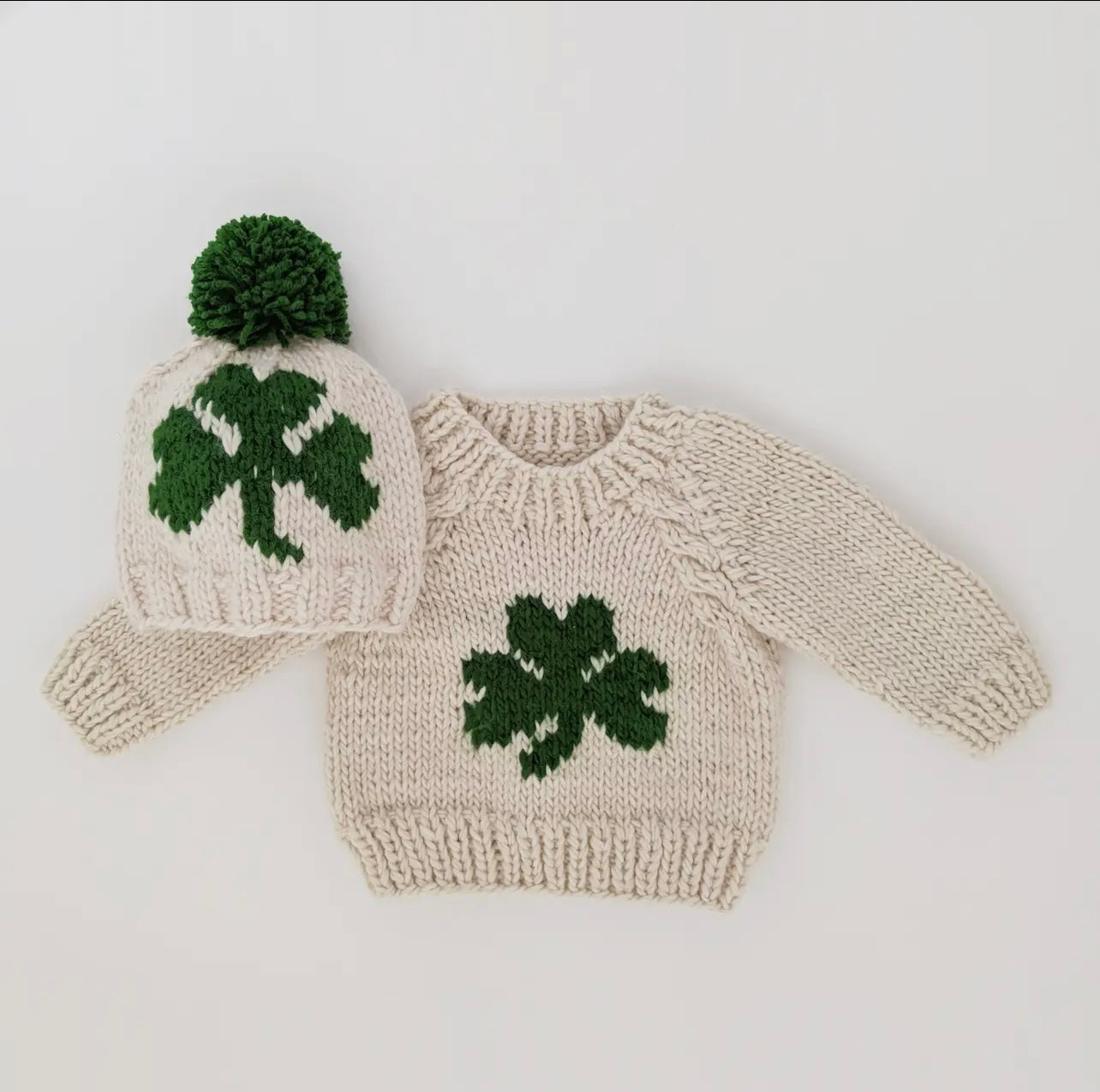 Shamrock Crewneck Sweater and hat