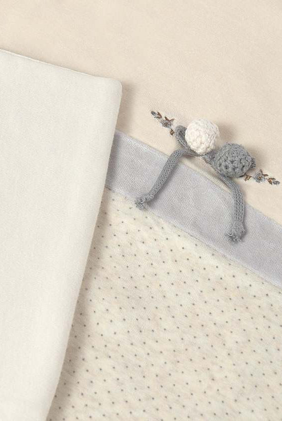 Bow detail on blanket closeup