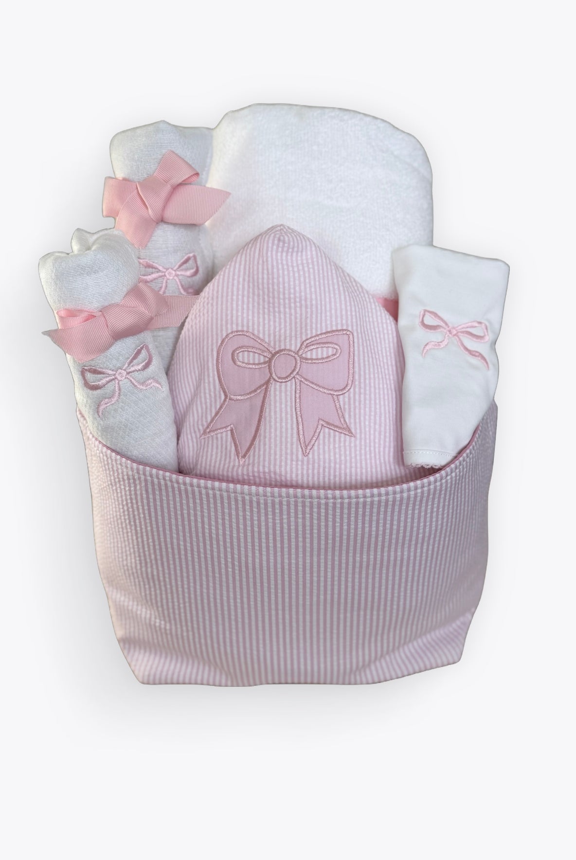 Baby Girl Bow Gift Basket for Baby Shower