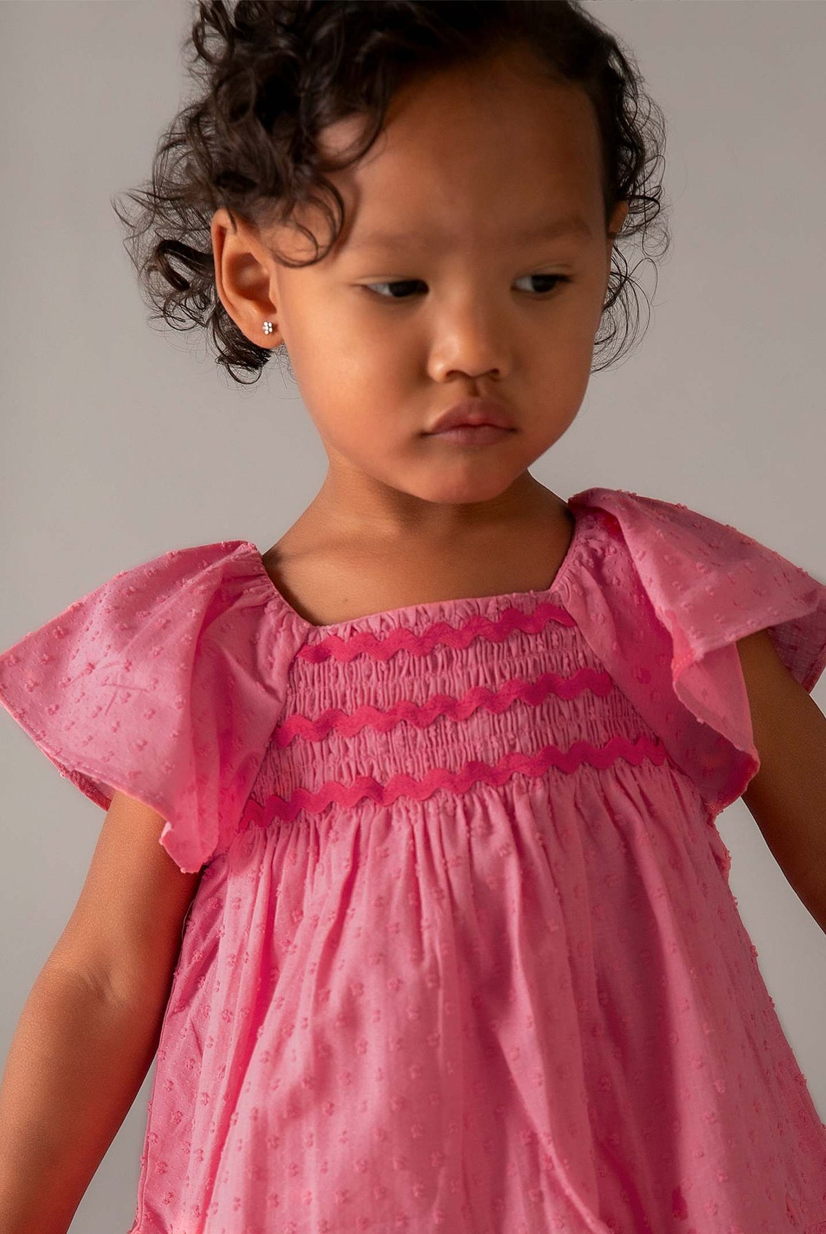 girls flutter sleeve pink dress