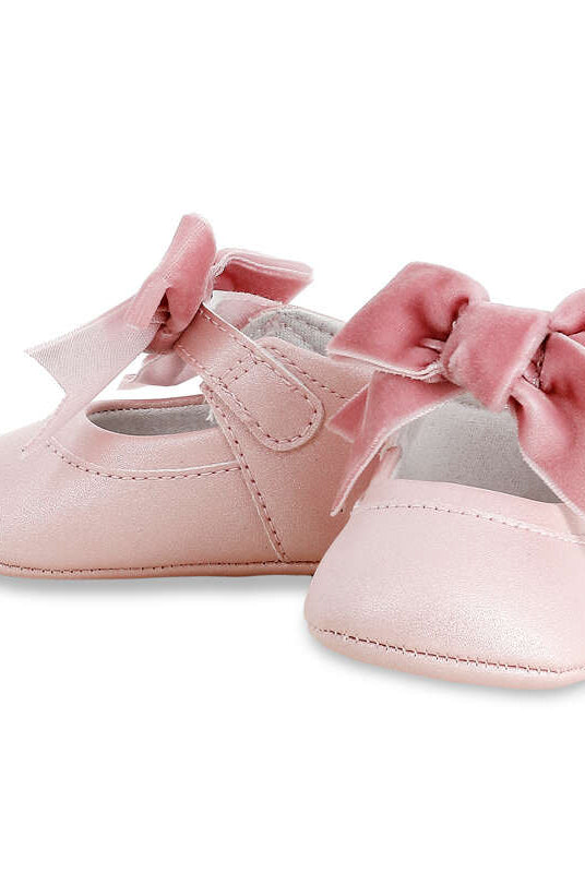 Pink Velvet Bow Mary Janes for Baby Girl