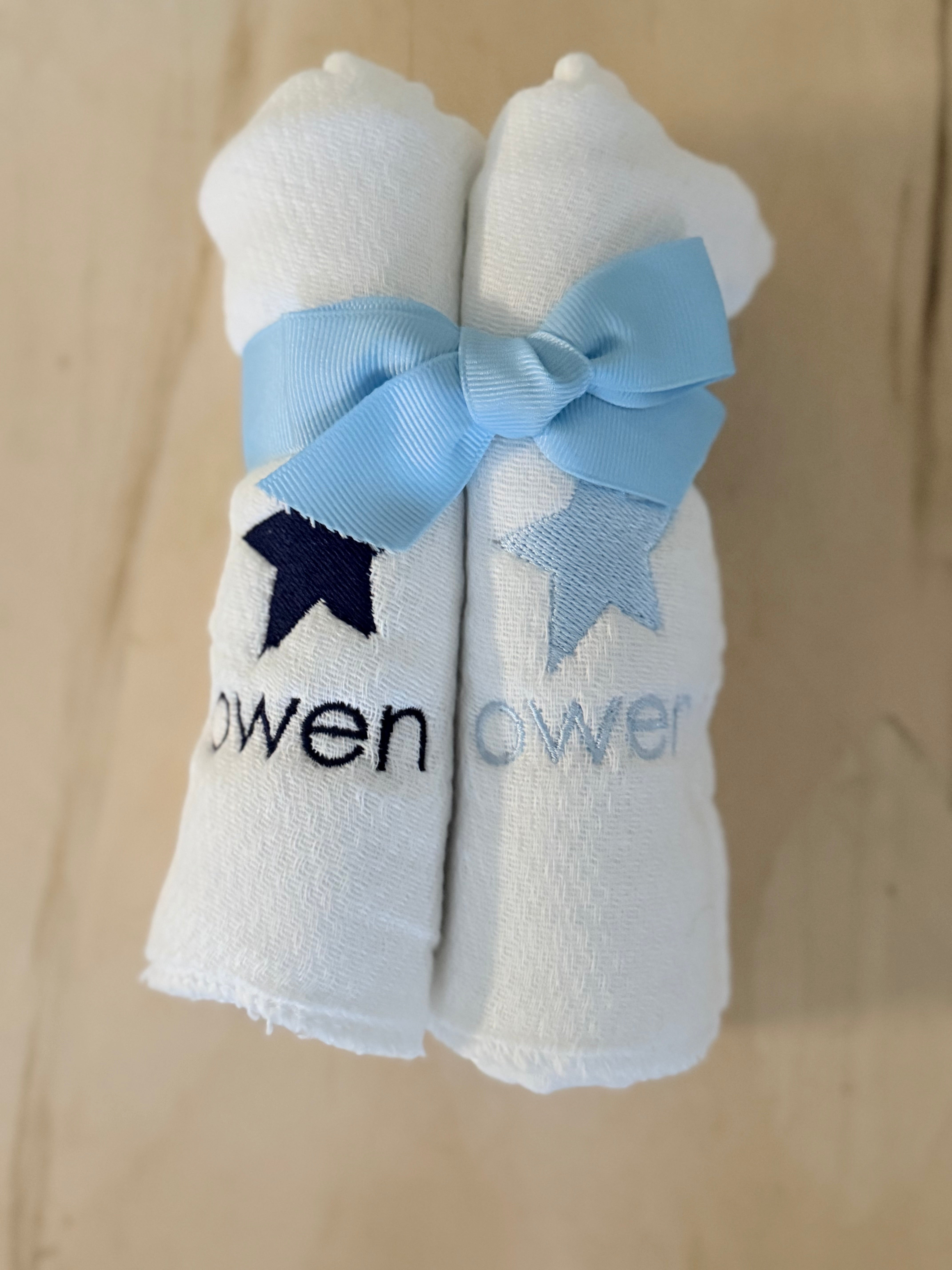 Personalized Set of Burp Cloths with Star and name