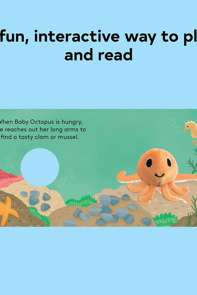 Octopus finger puppet book - soft plush puppet integrated into board book pages