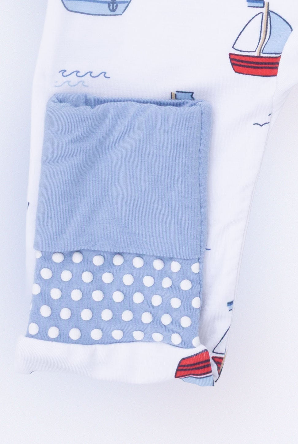 close up foot cuff on angel dear romper