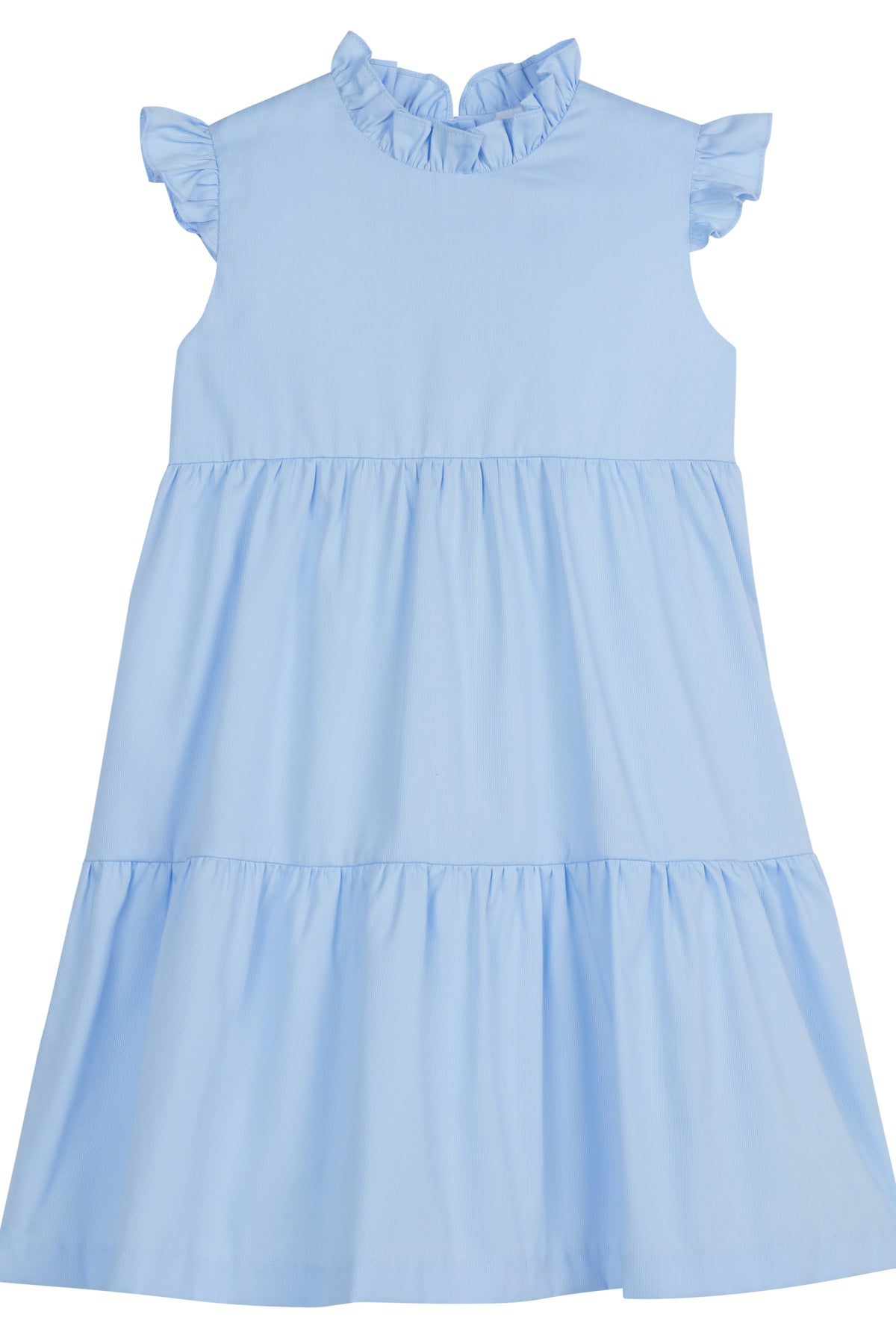 Tiered Charleston Dress-Light Blue Pique by Little English