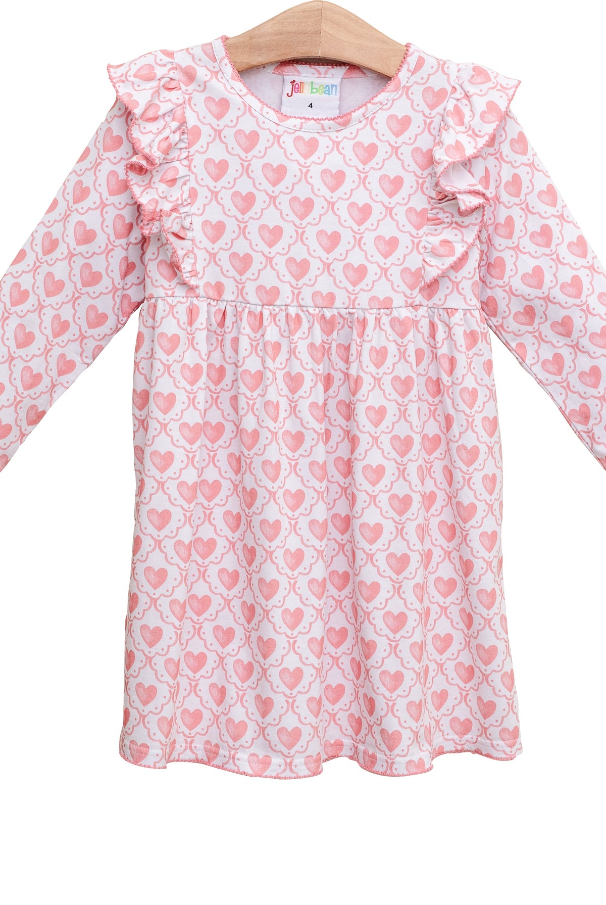 Heart print dress for toddler girls