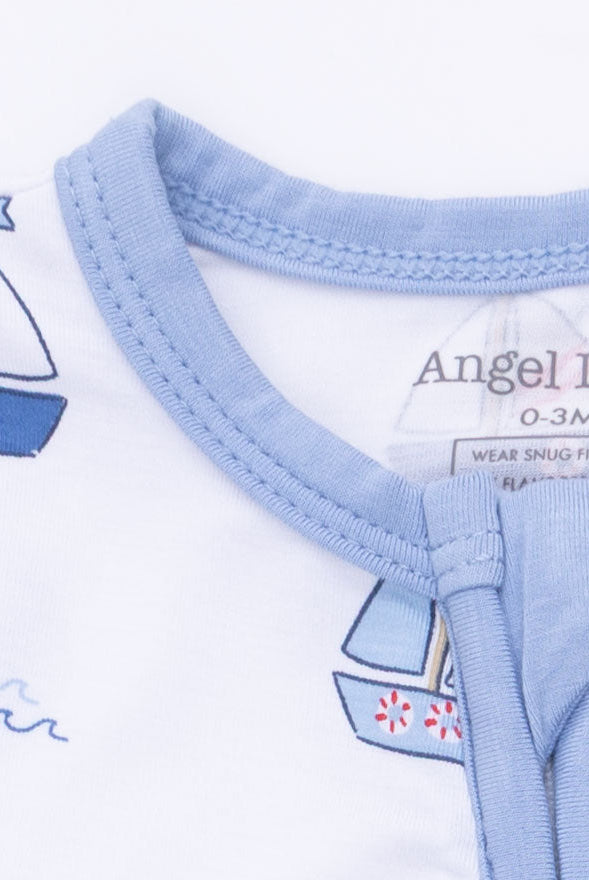 Soft bamboo fabric and 2-way zipper detail on Angel Dear romper