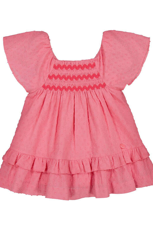 pink swiss dot girls dress