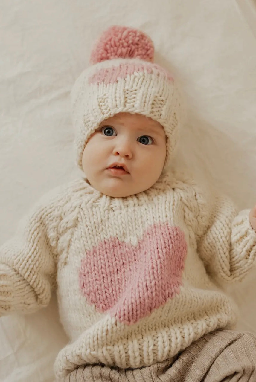 Sweetheart Knit Sweater-Pink Heart