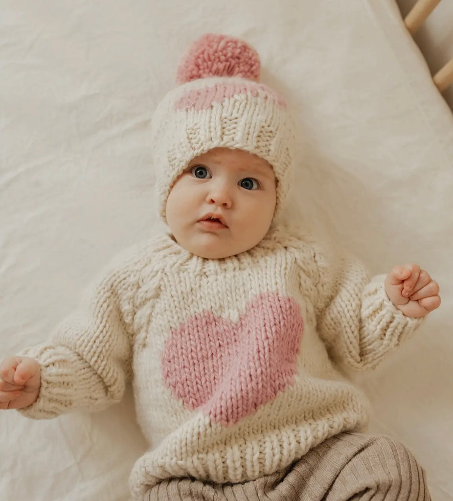 Sweetheart Knit Sweater-Pink Heart
