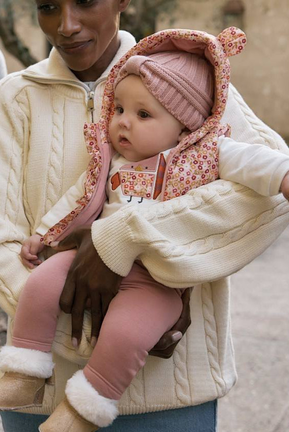 Mayoral baby girl tracksuit set - floral hooded vest with matching leggings and top