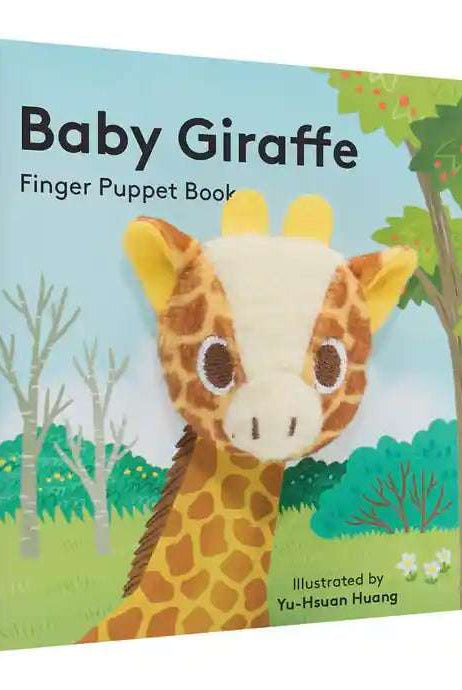 Built-in baby giraffe finger puppet interactive board book detail
