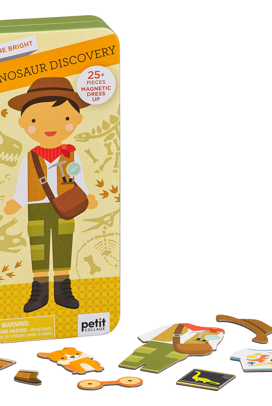 Dinosaur-themed magnetic dress-up activity set with accessories
