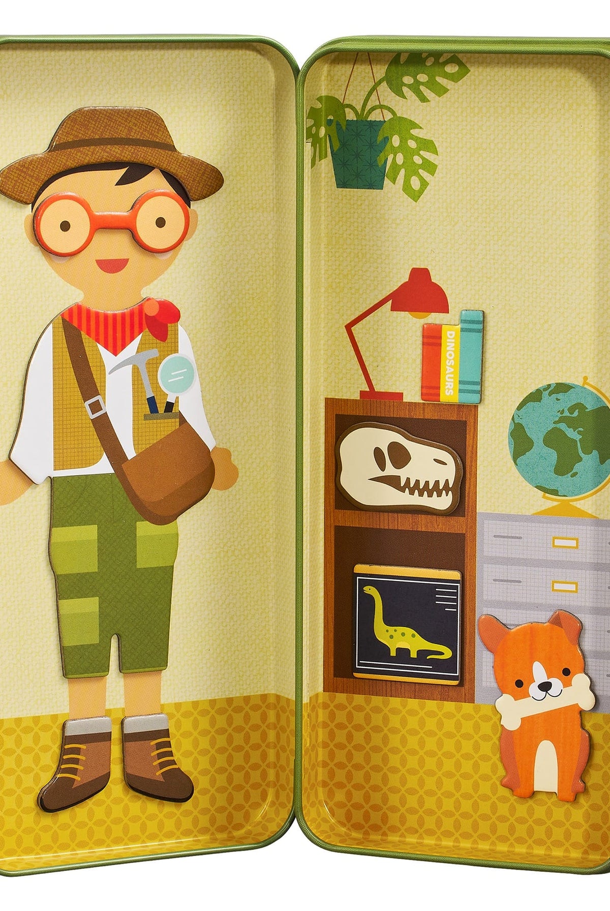 Portable dinosaur magnetic activity set for travel and quiet play