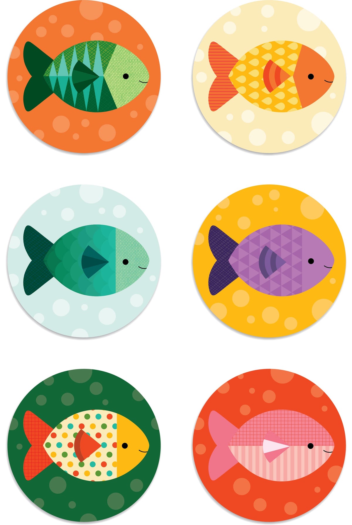 Colorful fish matching cards from Gone Fishing memory game