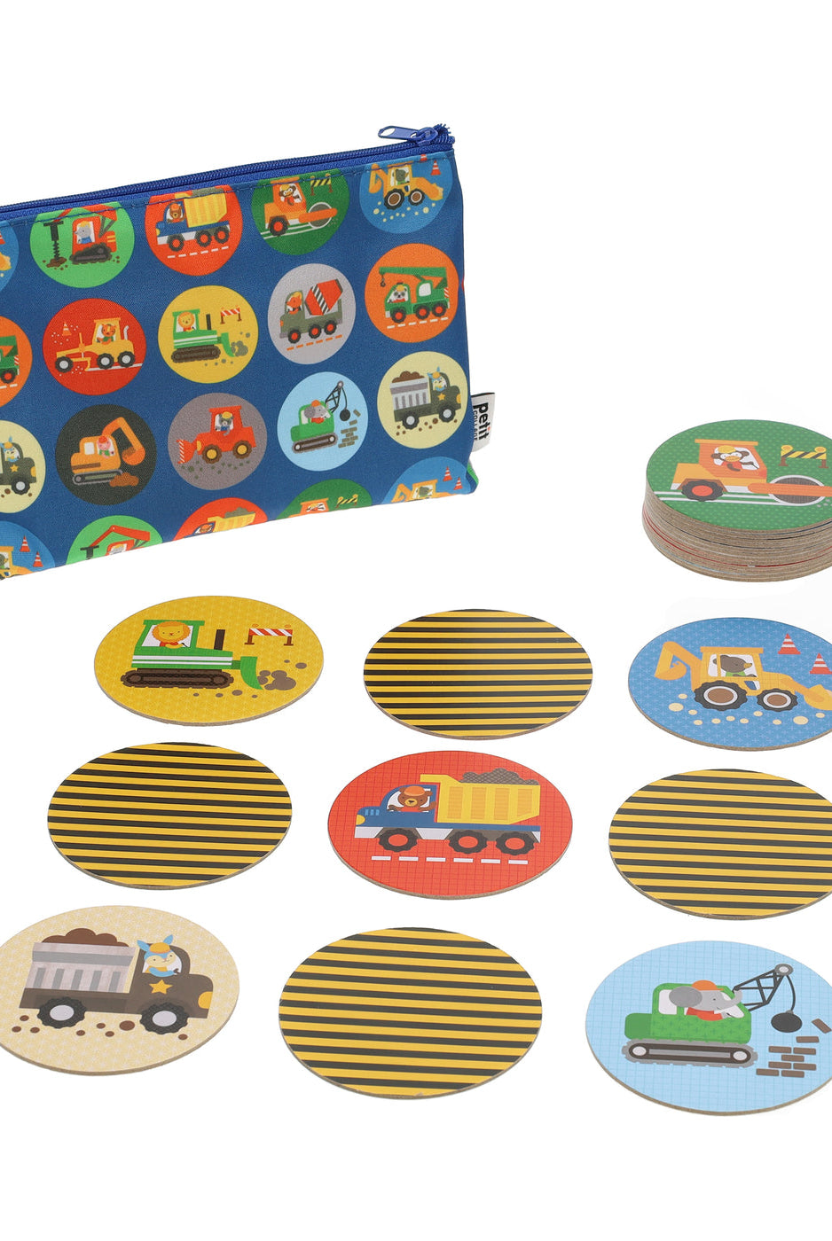 Travel-friendly construction memory game for ages 3 and up