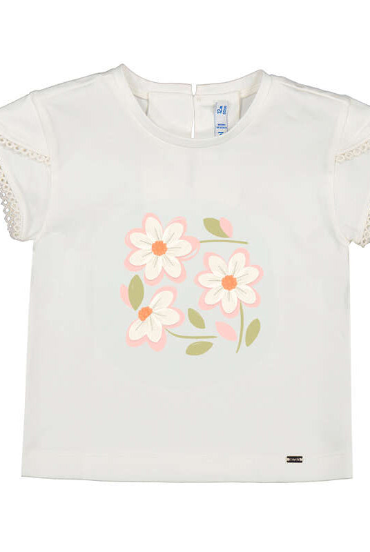 Mayoral girls off-white blossom graphic short sleeve tee
