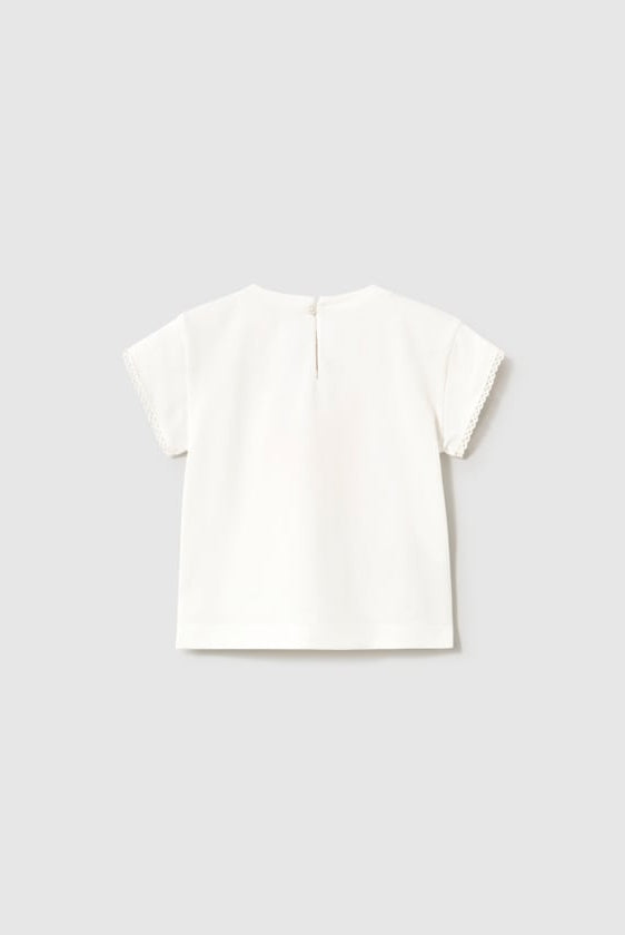 Mayoral girls off-white blossom graphic short sleeve tee back view