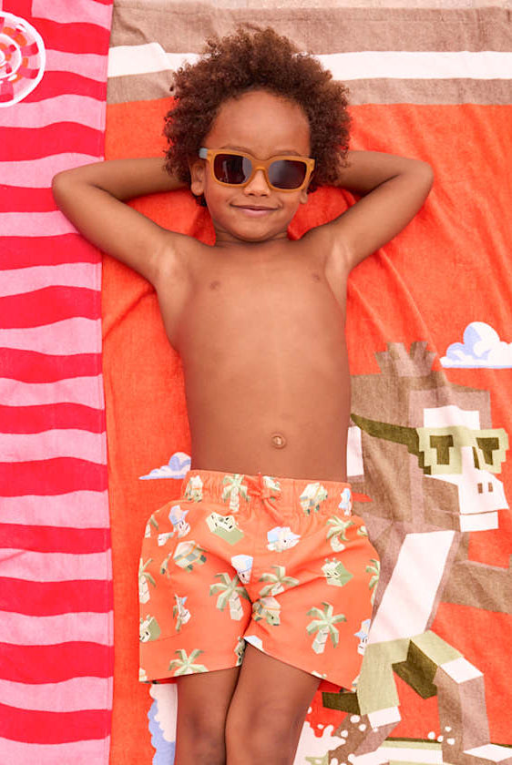 Mayoral Boys Orange Pixel Gaming Swim Trunks