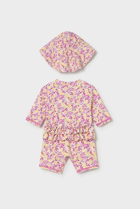 Baby Girl Floral swim and hat set