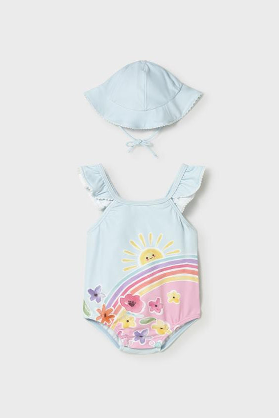 Mayoral Baby Girl Rainbow Swimsuit and Hat Set