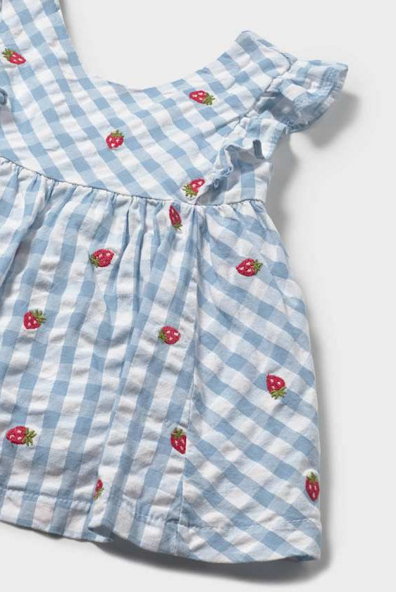 closeup detail of Strawberries in Mayoral Dress