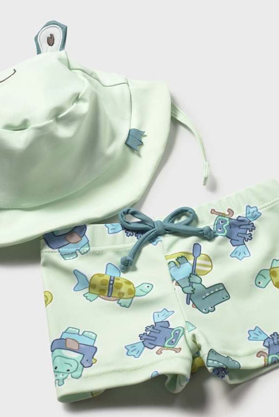 Baby Boy Green Swim Trunks