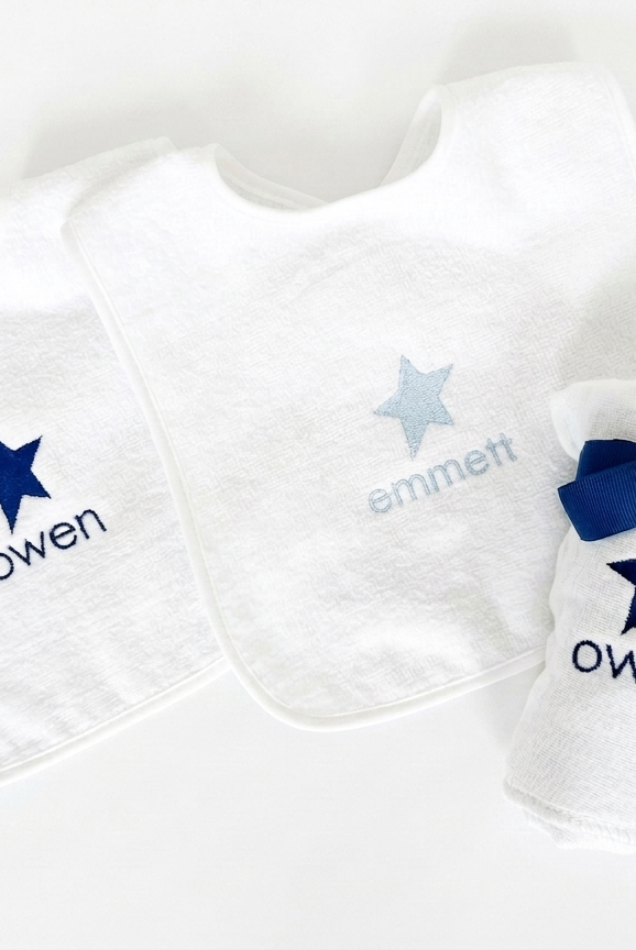 Personalized Bib and Burp Set for Twins