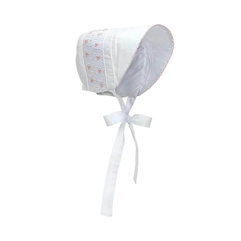 Sweetly Smocked Bonnet-Pink Trim by the Beaufort Bonnet Company