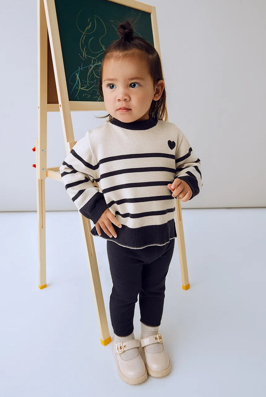 Mayoral knit trouser set in navy and cream - soft comfortable baby loungewear