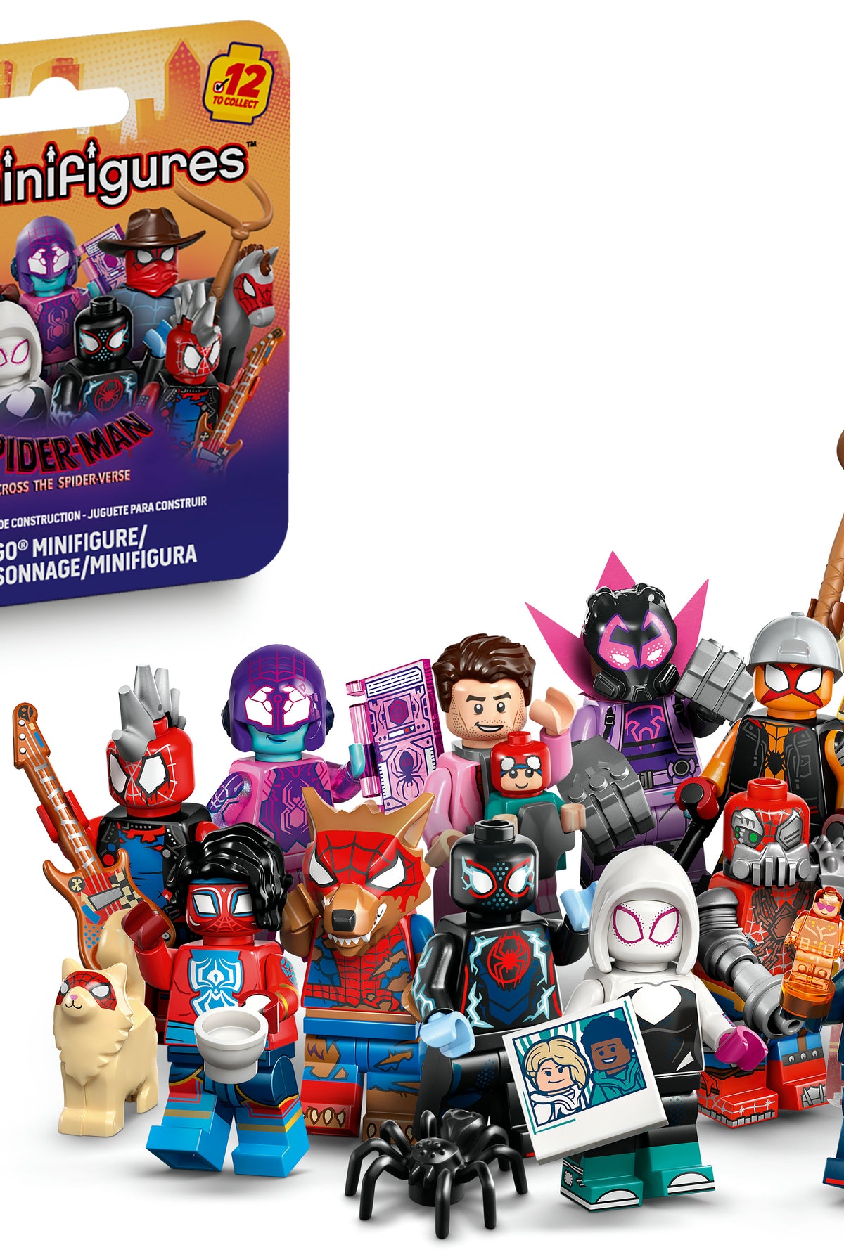 LEGO Spider-Verse collectible minifigs - blind box packaging with surprise character