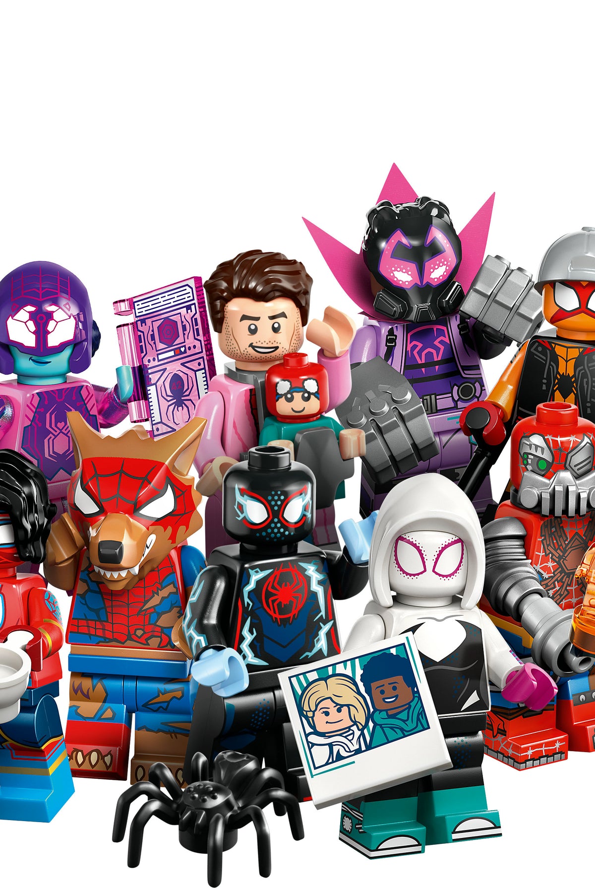 Spider-Man minifigure collection - 12 different characters from Across the Spider-Verse