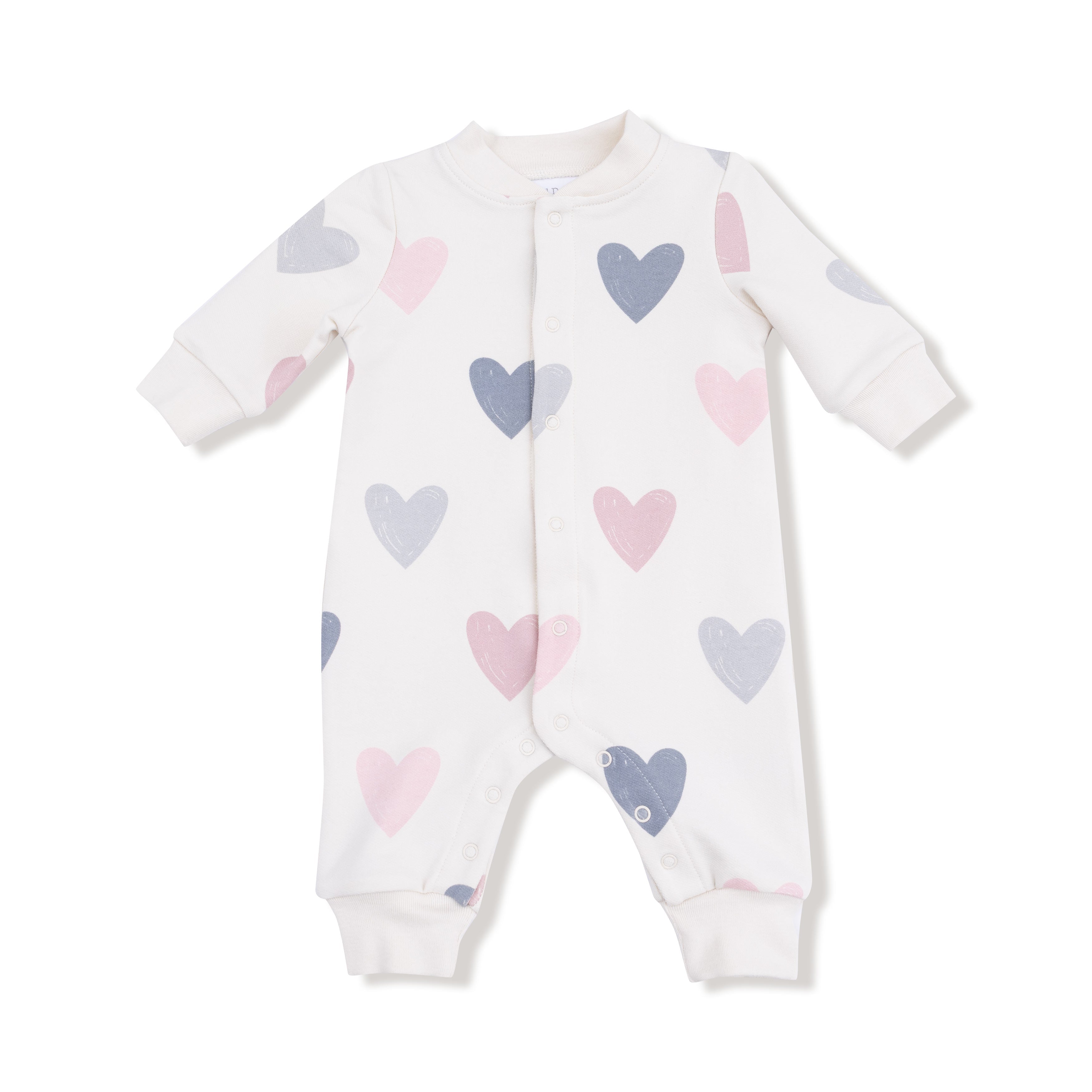 Hearts French Terry Romper by Angel Dear for baby girls / Cute as Buttons