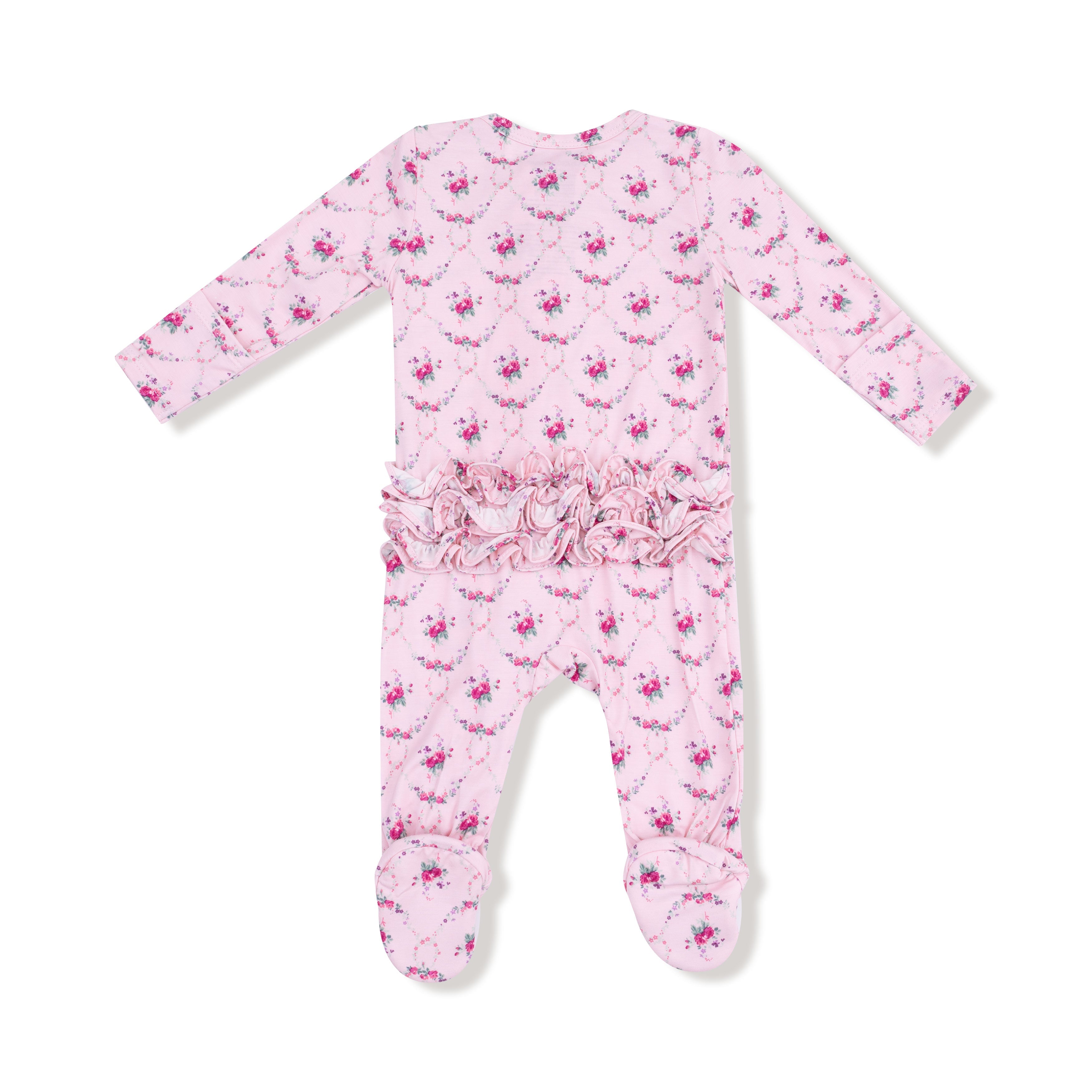 Rose Garden Trellis Footie - Ruffle Detail / Cute as Buttons