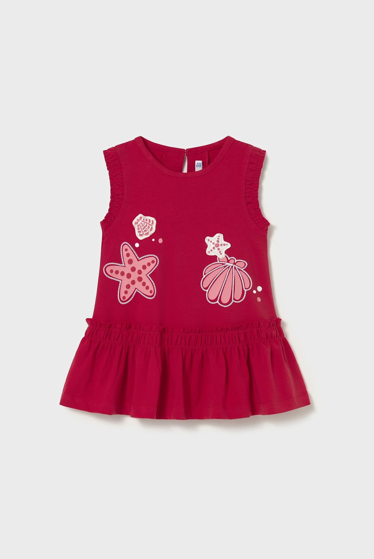 girls red shell print summer dress