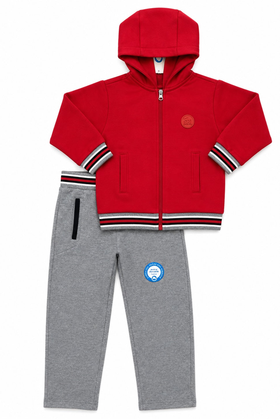 Mayoral Red Zip Up Hoodie and Grey Sweatpant set