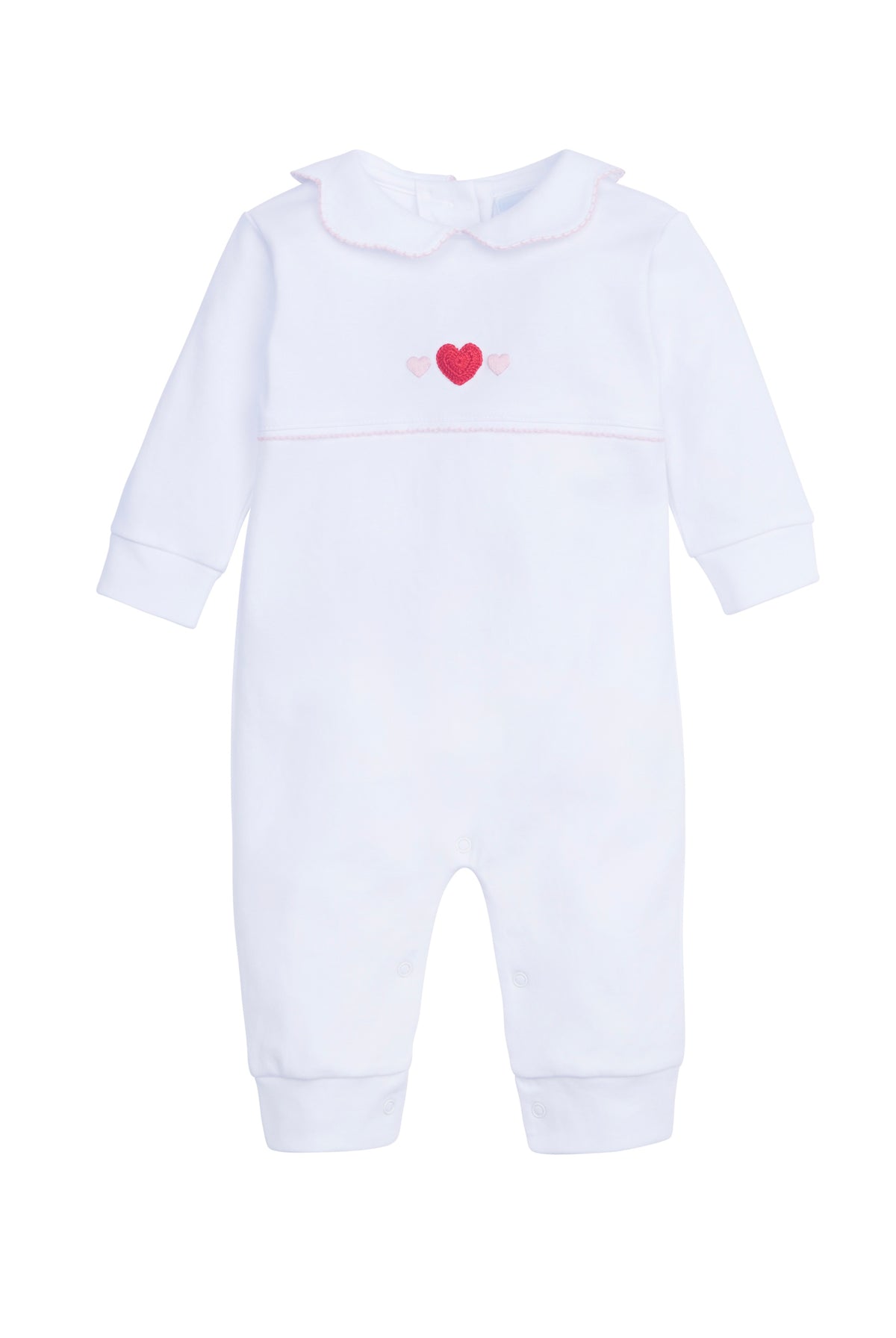 Hearts Crochet Playsuit by Little English with delicate crochet heart details