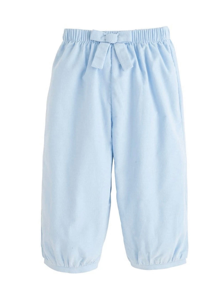 little english, banded bow pants, light blue corduroy pants, baby girl clothing, toddler girl clothing, classic childrens clothing, best baby boutique, cute kids shop, girls pants