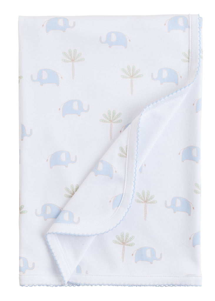little english, elephant printed blanket, baby gift, baby boy receiving blanket, little english retailer 