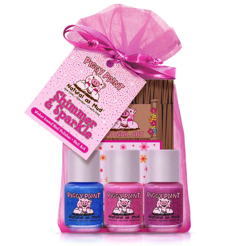 shimmer and sparkle, nail polish kit, piggy paint, girls polish, non toxic nail polish, nail art