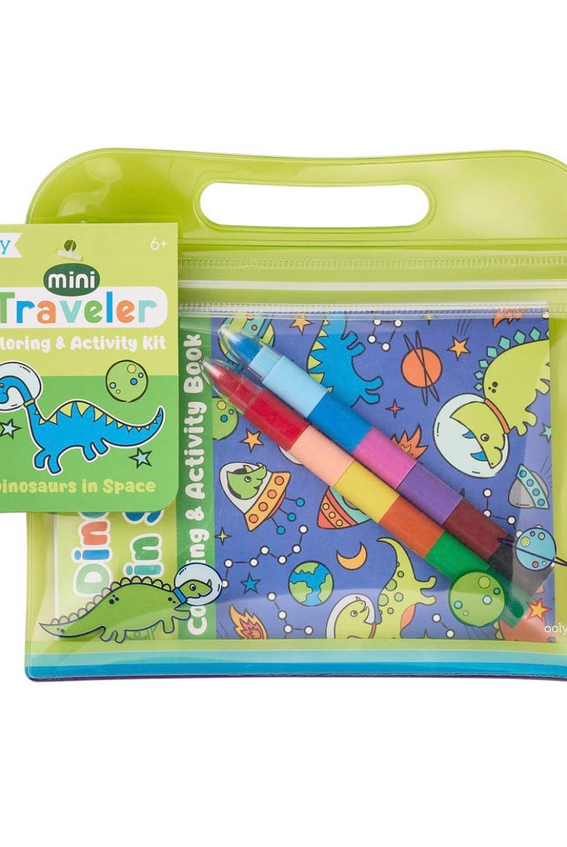 ooly, travel coloring kit, kids arts and crafts, travel activity for kids, best baby boutique, stocking stuffer, coloring book, dinosaur coloring book
