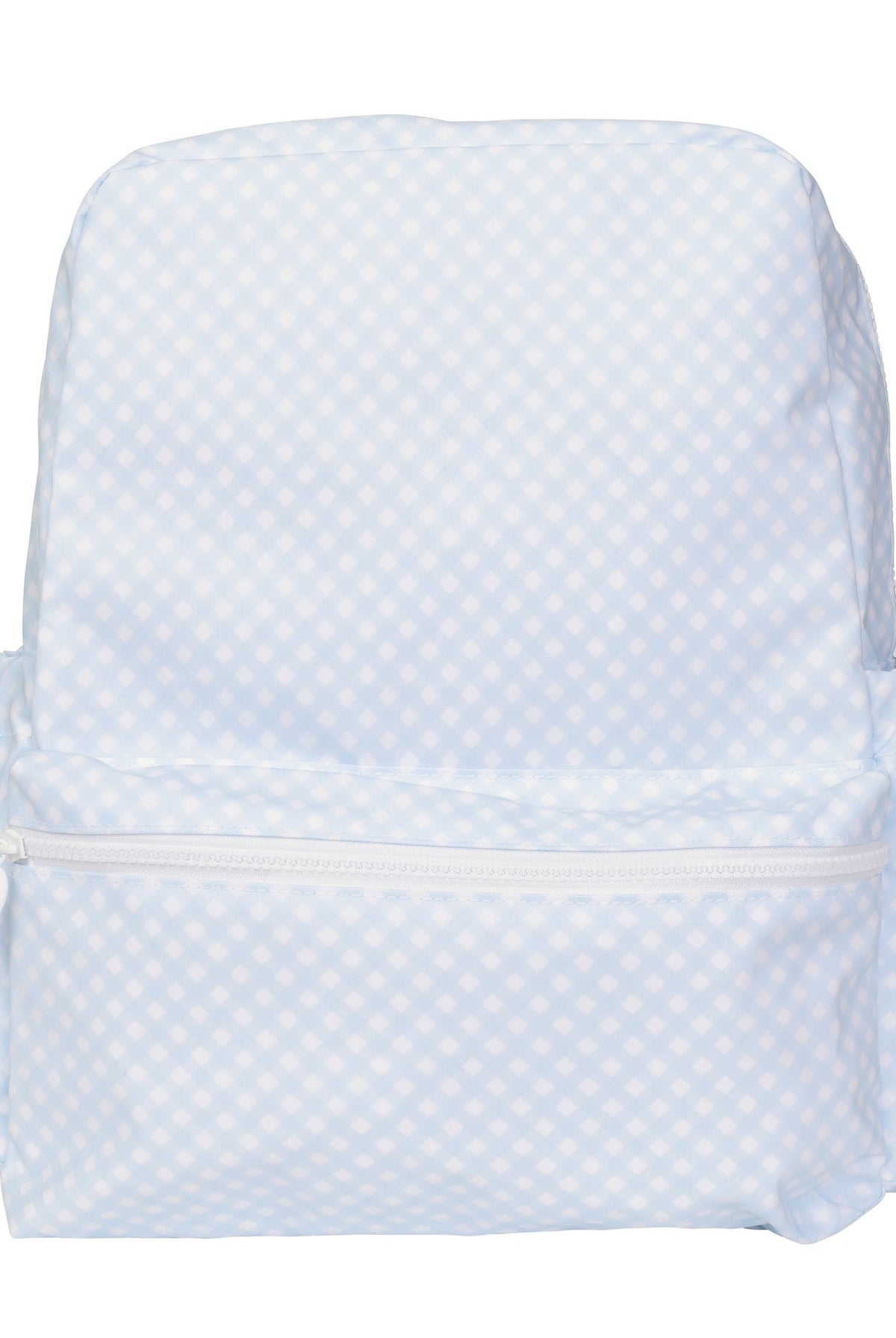 apple of my isla, large blue gingham backpack