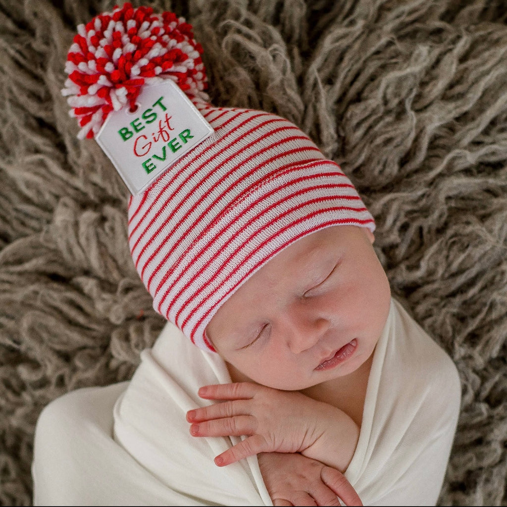 newborn hospital hat, best gift ever baby hat, christmas baby beanie, newborn photo shoot 