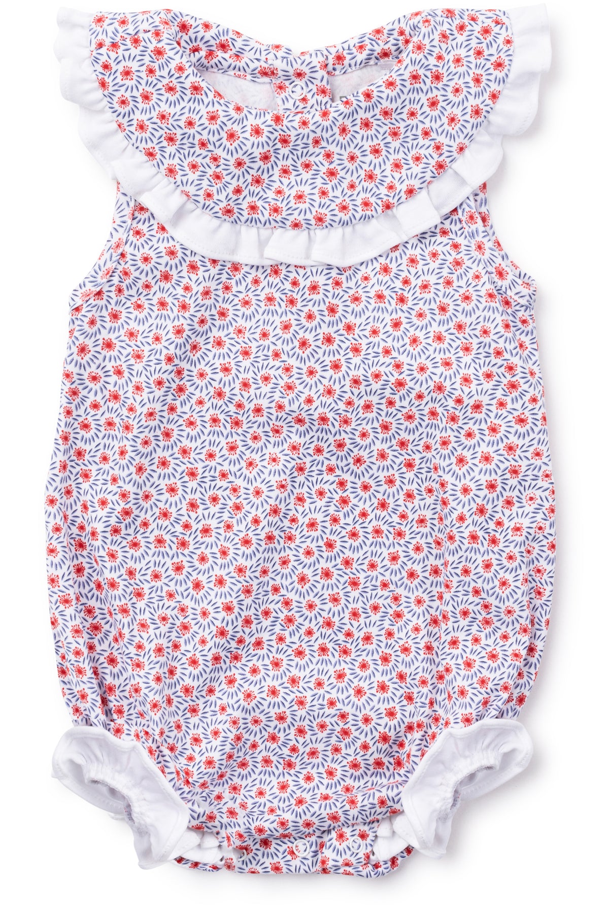 Lila and Hayes baby girl patriotic floral bubble romper 4th of July outfit