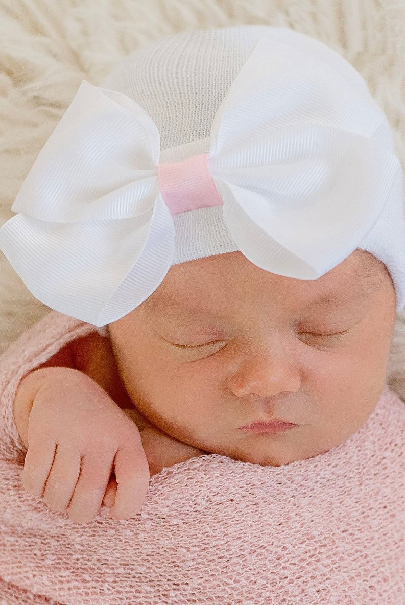newborn hospital hat, big bow newborn beanie, baby photo shoot, hospital pictures