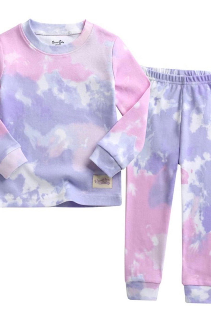 tie dye pajamas, girl pajamas, toddler girl pjs, 2 piece pajamas, easter basket,