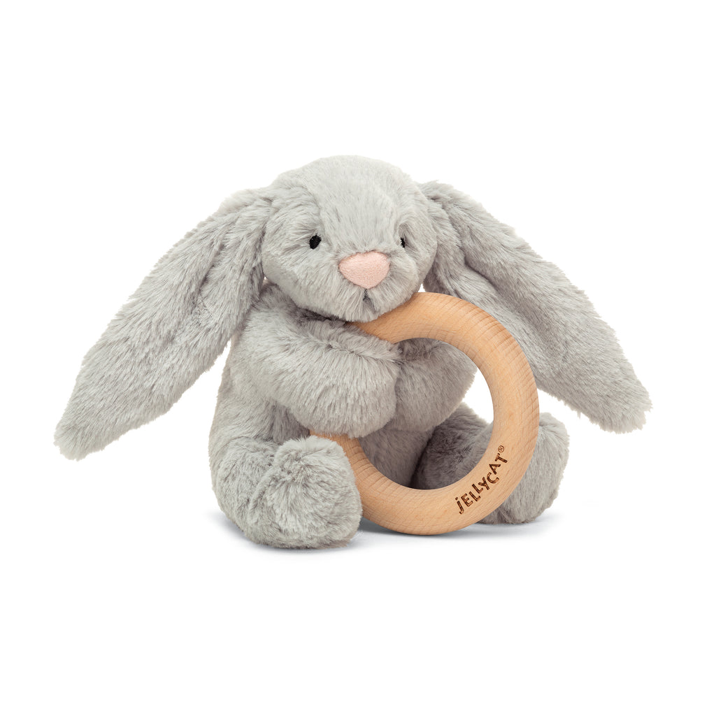 jellycat, baby teether, ring rattle, grey bunny, jellycat retailer